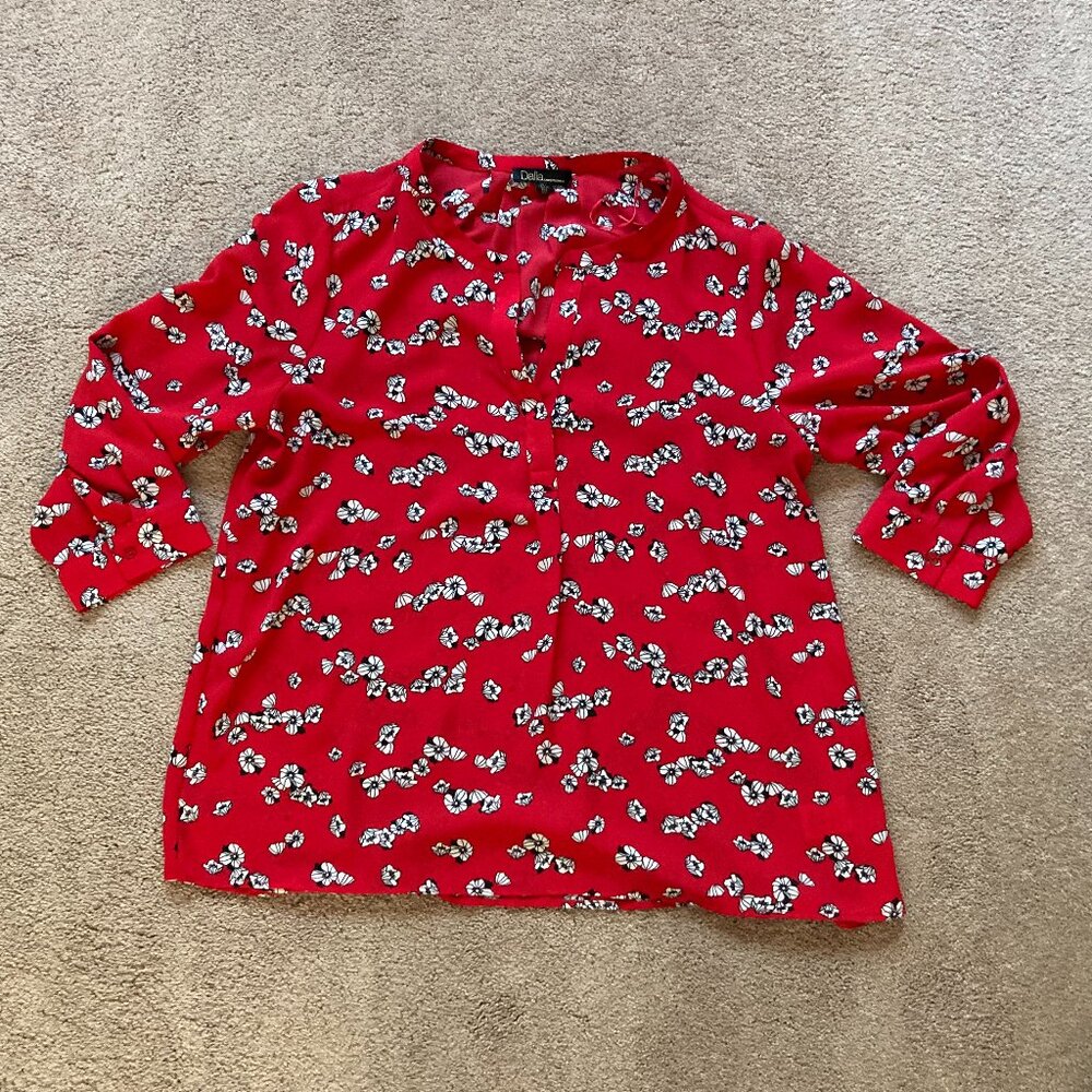 Dalia Red Floral Blouse